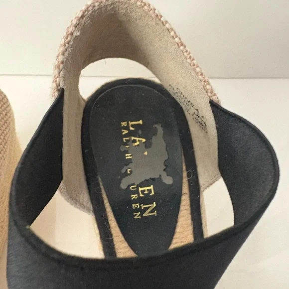 Ralph Lauren Black and Tan Espadrille Wedges - Picture 10 of 10